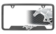 Hydrographic Carbon Fiber License Plate Frame with 3D Ford Pony Emblem Decorated with 2.5mm premium crystal(Foelfhg3Dy-41)