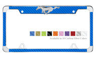 3D Ford Pony Emblem License Plate Frame with Carbon Fiber Insert