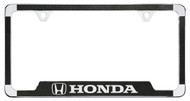 Honda Logo and Wordmark Chrome Plated License Plate Frame with Black Vinyl Inlays with a Satin Finish