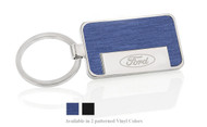 Ford Logo Rectangle Key Chain with Simulated Brushed Aluminum Vinyl Inlays