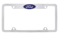 Ford Chrome Plated Zinc License Plate Frame With Attached 3D Emblem On Top Bar