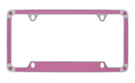 Pink Carbon Fiber Vinyl Inlay License Plate Frame Embellished With dazzling Crystals