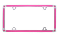 Pink Carbon Fiber Vinyl Inlay Thin Rim License Plate Frame Embellished With dazzling Crystals