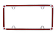Red Carbon Fiber Vinyl Inlay Thin Rim License Plate Frame Embellished With dazzling Crystals