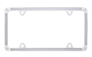 Silver Carbon Fiber Vinyl Inlay Thin Rim License Plate Frame with Premium Crystals