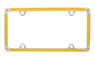Yellow Carbon Fiber Vinyl Inlay Thin Rim License Plate Frame with  premium  Crystals