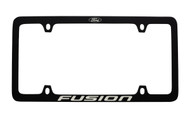 Ford Black Powder Coated Zinc License Pate Frame With Logo And Fusion Imprint In Light Grey