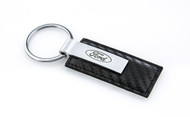 Stamped Simulated Carbon Fiber Leather Key Chain with Laser Engraved Ford Imprint (FOKRLW-CF)