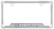 Honda Wordmark Silver Carbon Fiber Inlay Zinc Metal License Frame Holder 2 Hole