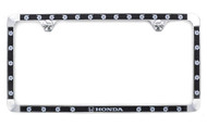 Honda Wordmark Black Vinyl Inlay Zinc Metal License Frame Holder 2 Hole Thin Rim