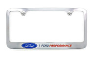 Ford Performance Wordmark Chrome Plated Brass Metal License Plate Frame Holder Wide Bottom Engraved 2 Hole