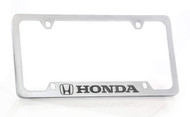 Honda Workmark Satin Silver Finish Plated Zinc Bottom Engraved License Plate Frame Holder