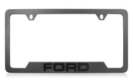 Ford Black Coated License Plate Frame with Engraved Epoxy Filled Logo