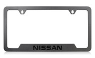 Nissan Wordmark Bottom Engraved Matte Black Coated Zinc Frame
