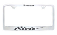 Chrome Plated Zinc License Plate Frame with Honda Civic Script Imprint