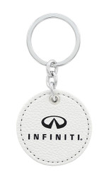 Infiniti UV Printed Leather Key Chain_ Round Shape White Leather