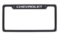 Black Powder Coated License Plate Frame with Exposed Chrome Chevrolet Wordmark