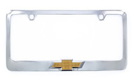 Chrome Plated Zinc License Frame with 3D Chevy Bowtie Badge _ Available in 2 frame design