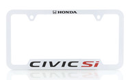 Honda White Plastic License Plate Frame with UV Printed Civic Si Logo