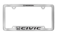 Honda Chrome Plated Zinc License Plate Frame with Epoxy Filled Honda Civic  Logo
