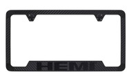 Hemi Black Carbon Fiber Patterned Vinyl Inlay License Frame