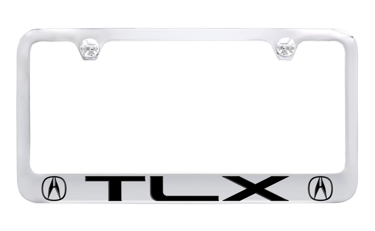 Acura 3D License Plate Frame - Chrome On Chrome Notched Design, Stainless Steel With Screw Covers Included - View #9
