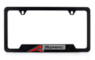Acura Black Coated Metal License Plate Frame with UV Printed A-Spec Logo - Notch Bottom Frame