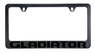 Jeep Brand Black Coated License Plate Frame with Black Gladiator Logo