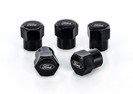 Ford Black Coated Valve Stem Caps  with Ford Oval Logo 