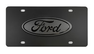 3D Ford Black Oval Emblem Attached To a Black Coated Plate