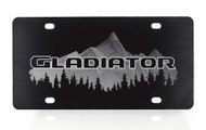 Jeep Brand Black Coated License Plate with UV Printed  Gladiator Logo - Mountains & Woods Graphics