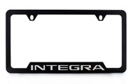 Acura Brand Black Coated Metal License Plate Frame with Integra Imprint - Notch Bottom Frame