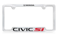 Chrome Plated Zinc License Plate Frame with Honda Civic Si Logo_ Notch Bottom Frame