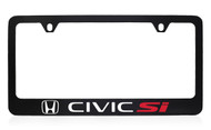 Black Coated License Plate Frame with UV Printed Honda Civic Si Logo