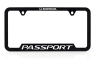 Honda Brand Black Plastic License Plate Frame with UV Printed Honda Passport Logo