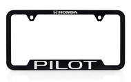 Honda Brand Black Plastic License Plate Frame with UV Printed Honda Pilot Logo