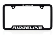Honda Brand Black Plastic License Plate Frame with UV Printed Honda Ridgeline Logo