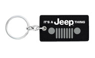 Black Leather Key Chain with UV Printed Jeep Logo 