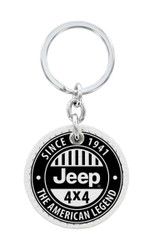 White Leather Key Chain with UV Printed Jeep Logo 
