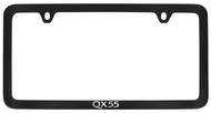 Infiniti QX55 Black Coated License Plate Frame in Exposed Chrome Imprint - Thin Rim