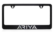 Nissan Ariya Black Coated License Plate Frame in Exposed Chrome Imprint