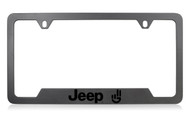 Jeep Black Coated License Plate Frame with Black Jeep Wave Imprint