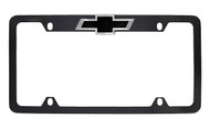 Black Coated Zinc License Plate Frame with 3D Chevy Bowtie Badge - Top Notch Frame