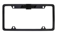 Black Coated Zinc License Plate Frame with 3D Black Chevy Bowtie Badge - Top Notch Frame