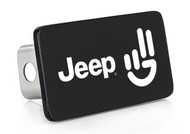 Jeep Brand Black Coated Hitch Cover with UV Printed Jeep Wave  Logo 