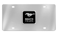 Mustang 50th Anniversary-50 Years with Single Pony-Stainless Plate with Black Emblem