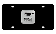 Mustang 50th Anniversary-50 Years with Single Pony-Black Stainless Plate with Chrome Emblem