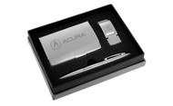 Acura Polished Business Card Holder, Money Clip & Pen Engravable Gift Set (ACGBMPS-A)