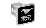Mustang 50th Anniversary-50 Years with Pony _ Black Chrome Plated Brass Square Hitch Cover with 2' Rec.