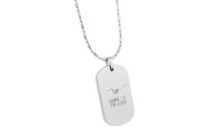 Mustang 50th Anniversary-Male 3D Raised Mustang 50 Years Logo Chrome On Chrome Dog Tag  Necklace
